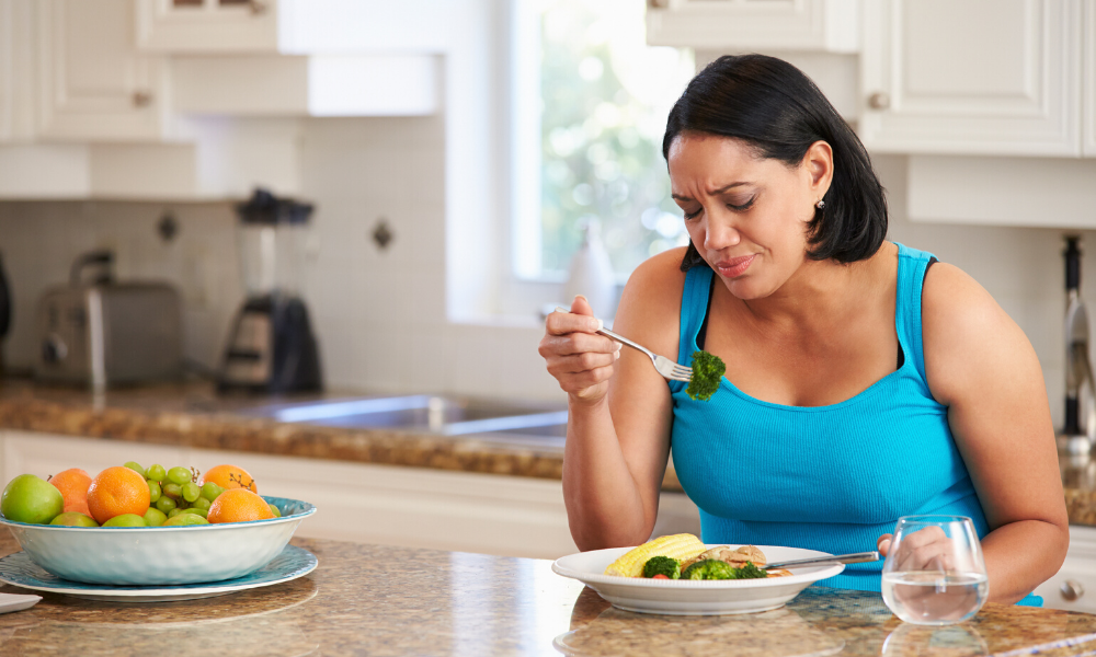 CKD Diet Woman on a diet unhappy with her food